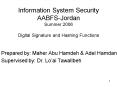 Information System Security AABFSJordan Summer 2006 Digital Signature and Hashing Functions
