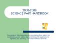 20082009 SCIENCE FAIR HANDBOOK