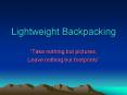 Lightweight Backpacking