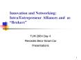 Innovation and Networking: IntraEntrepreneur Alliances and as Brokers