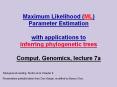 Maximum Likelihood ML Parameter Estimation with applications to inferring phylogenetic trees Comput.