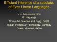 Efficient Inference of a subclass of Even Linear Languages