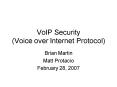 VoIP Security Voice over Internet Protocol