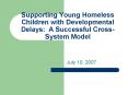 Supporting Young Homeless Children with Developmental Delays: A Successful CrossSystem Model