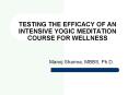 TESTING THE EFFICACY OF AN INTENSIVE YOGIC MEDITATION COURSE FOR WELLNESS