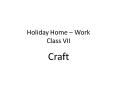 Holiday Home Work Class VII