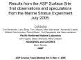 Results from the ASP Surface Site: first observations and speculations from the Marine Stratus Exper