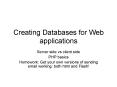 Creating Databases for Web applications