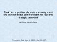 Task decomposition, dynamic role assignment and lowbandwidth communication for realtime strategic te