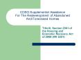 CDBG Supplemental Assistance For The Redevelopment of Abandoned And Foreclosed Homes