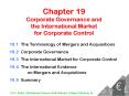 Chapter 19 Corporate Governance and the International Market for Corporate Control
