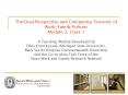 The Dual Perspective and Competing Tensions of WorkFamily Policies Module 3, Class 1 A Teaching Modu