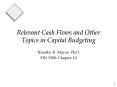 Relevant Cash Flows and Other Topics in Capital Budgeting