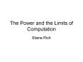 The Power and the Limits of Computation