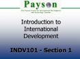 Introduction to International Development INDV101 Section 1