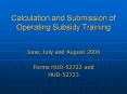 Calculation and Submission of Operating Subsidy Training