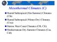 Mesothermal Climates C