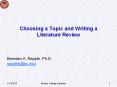 Choosing a Topic and Writing a Literature Review