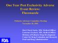 One Year Post Exclusivity Adverse Event Review: Fluconazole Pediatric Advisory Committee Meeting Nov