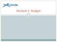 Module 5: Budget