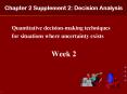 Chapter 2 Supplement 2: Decision Analysis