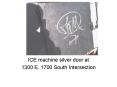 ICE machine silver door at