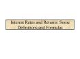 Interest Rates and Returns: Some Definitions and Formulas