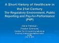 A Short History of Healthcare in the 21st Century The Regulatory Environment, Public Reporting and P