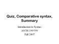 Quiz, Comparative syntax, Summary