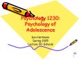 Psychology 1230: Psychology of Adolescence