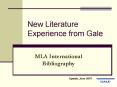 New Literature Experience from Gale