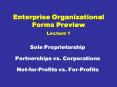 Enterprise Organizational Forms Preview Lecture 1