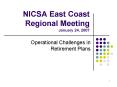 NICSA East Coast Regional Meeting January 24, 2007