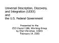 Presented to the CIO Council XML Working Group by Eliot Christian, USGS February 14, 2001