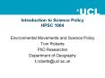Introduction to Science Policy HPSC 1004