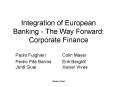 Integration of European Banking The Way Forward: Corporate Finance