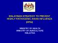 MALAYSIAN STRATEGY TO PREVENT HIGHLY PATHOGENIC AVIAN INFLUENZA HPAI