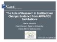The Role of Research in Institutional Change: Evidence from ADVANCE Institutions