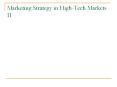 Marketing Strategy in HighTech Markets II