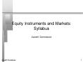 Equity Instruments and Markets: Syllabus