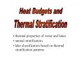 thermal properties of water and lakes