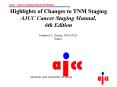 Highlights of Changes to TNM Staging AJCC Cancer Staging Manual, 6th edition