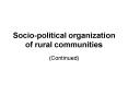 Sociopolitical organization of rural communities
