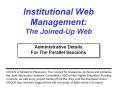 Institutional Web Management: The JoinedUp Web