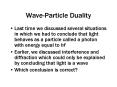 WaveParticle Duality