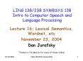 LING 138238 SYMBSYS 138 Intro to Computer Speech and Language Processing