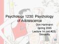 Psychology 1230: Psychology of Adolescence