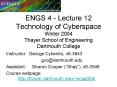 ENGS 4 Lecture 12 Technology of Cyberspace Winter 2004 Thayer School of Engineering Dartmouth Colleg