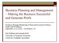 Business Planning and Management Making the Business Successful and Generate Profit