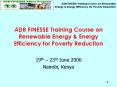 ADB FINESSE Training Course on Renewable Energy